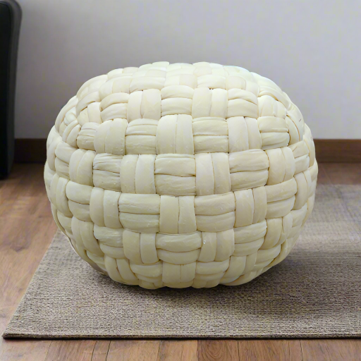 Handmade Comfy Beige pouf
