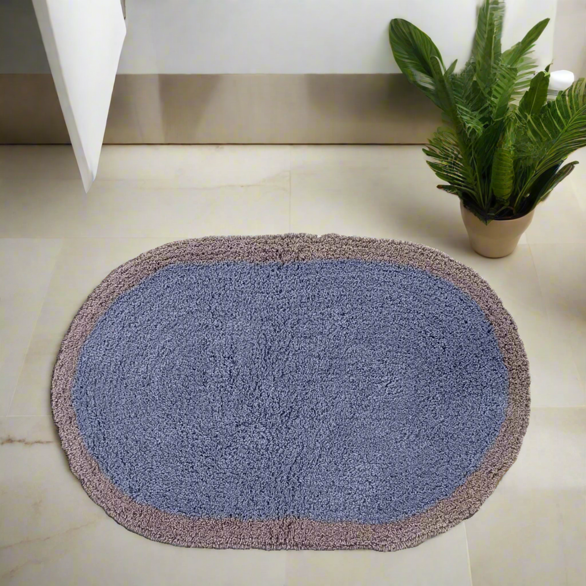 Reversible Bath Mat made entirely from 100% cotton, designed in a hemisphere pattern.