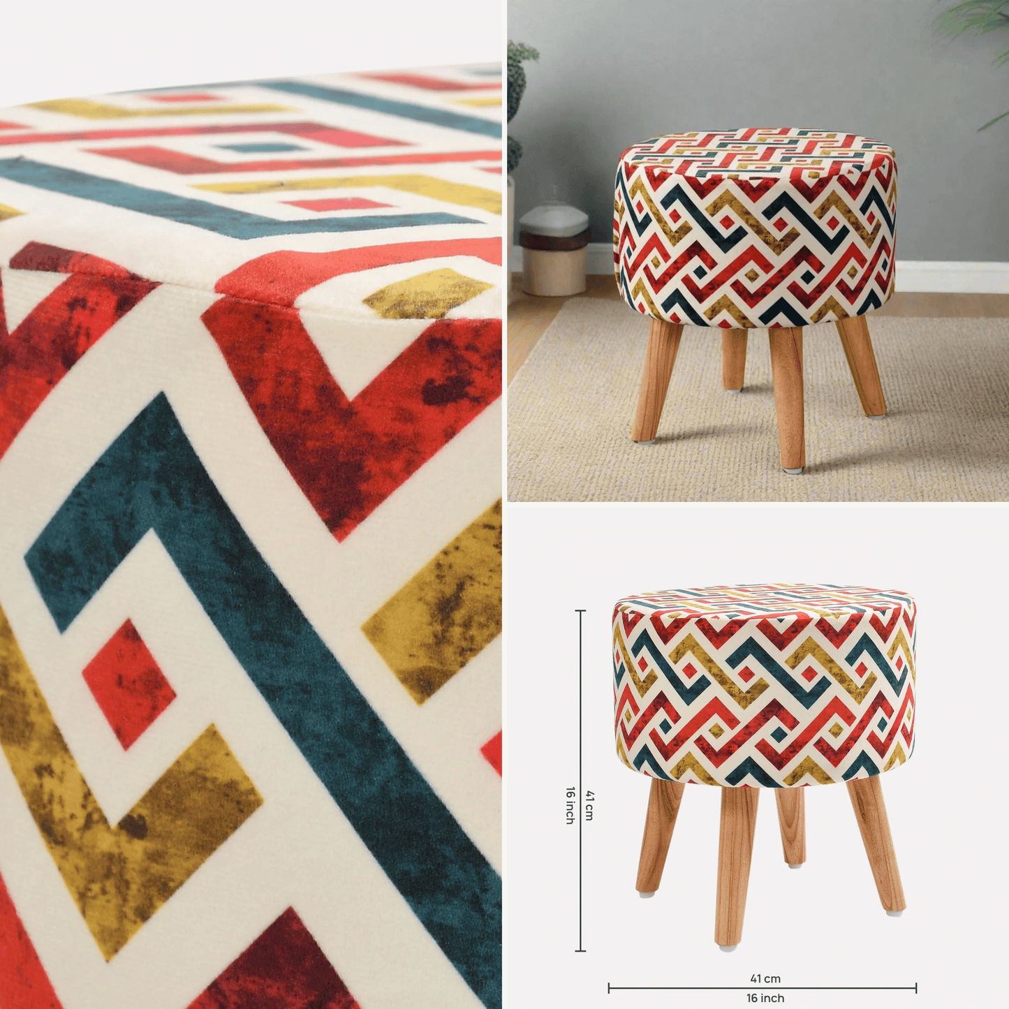 Zig Zag Ottoman with a Multi-Colored Seating Design