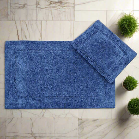 100%Cotton Navy Blue Reversible Bath mat