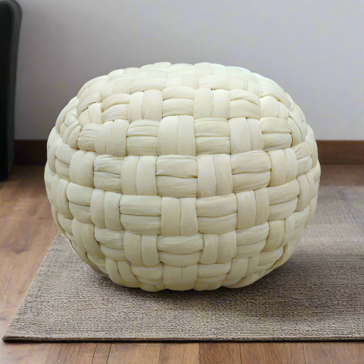 Handmade Comfy Beige  pouf